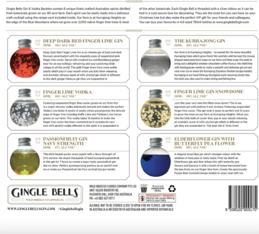 Wild Hibiscus Gingle Bells Gold Edition Gin Baubles
