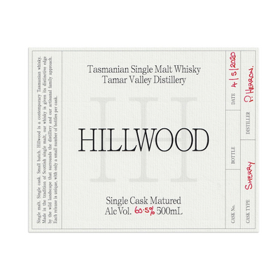 Hillwood Tasmanian Single Malt Whisky - Sherry Cask