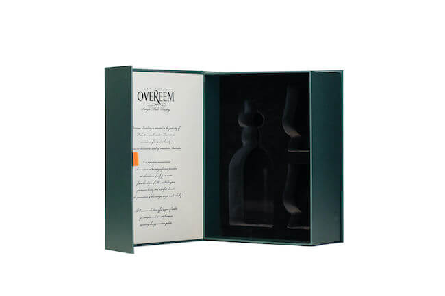 Overeem Single Malt Whisky 60% ABV Gift Box with 2 etched Glencairn Glasses